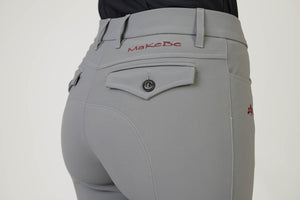 Ladies breeches | lady breeches | equestrian | riding breeches | clothing | grip | model ANNA| Makebe | made in Italy | comfort of movement | gel grip | technical materials | grey |