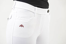 Load image into Gallery viewer, Ladies breeches | lady breeches | equestrian | riding breeches | clothing | alcantara grip | model AUDREY | Makebe | made in Italy | comfort of movement | grip | technical materials | white |