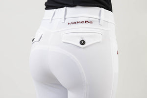 Ladies breeches | lady breeches | equestrian | riding breeches | clothing | alcantara grip | model AUDREY | Makebe | made in Italy | comfort of movement | grip | technical materials | white |