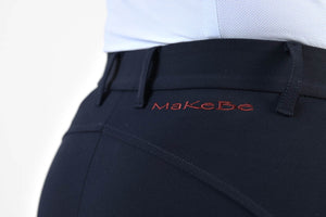Ladies breeches | lady breeches | equestrian | riding breeches | clothing | grip | model JESSICA | Makebe | made in Italy | comfort of movement | gel grip | technical materials | jump | jumping | blue |