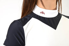 Load image into Gallery viewer, Ladies polo shirt | lady polo shirt | cotton | polo shirt | shirt | model JANE | riding polo | lady polo | lady riding shirt | riding shirt | ladies riding shirt | comfort of movement | Makebe | clothing | equestrian | riding | technical material | made in Italy | elegance | deal | deals | discounts | sales | black | white |