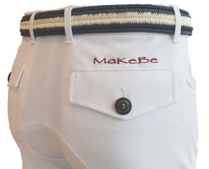Men riding breeches | alcantara grip | model COSIMO | equestrian | riding breeches | clothing | Makebe | made in Italy | comfort of movement | grip | technical materials | white |