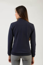 Load image into Gallery viewer, Technical Sweater | model GAIA | lady sweater | riding sweater | leisure time | sweater | clothing | equestrian | Makebe | elegance | comfort | comfort of movement | Made in Italy | riding | lady jacket | jacket | blue |