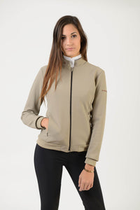 Technical Sweater | model GAIA | lady sweater | riding sweater | leisure time | sweater | clothing | equestrian | Makebe | elegance | comfort | comfort of movement | Made in Italy | riding | lady jacket | jacket | beige |