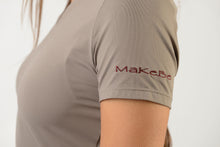 Load image into Gallery viewer, Ladies short sleeve polo shirt | lady short sleeve polo shirt | cotton | short sleeves polo shirt | short sleeves shirt | model ATENA | short sleeves riding polo | lady polo | lady riding shirt | riding shirt | ladies riding shirt | comfort of movement | Makebe | clothing | equestrian | riding | technical material | made in Italy | elegance | beige |