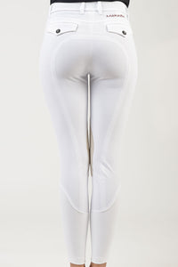 Ladies breeches | lady breeches | equestrian | riding breeches | clothing | alcantara grip | model AUDREY | Makebe | made in Italy | comfort of movement | grip | technical materials | white |