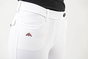 Ladies breeches | lady breeches | equestrian | riding breeches | clothing | alcantara grip | model AUDREY | Makebe | made in Italy | comfort of movement | grip | technical materials | white |