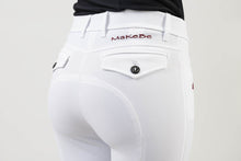 Load image into Gallery viewer, Ladies breeches | lady breeches | equestrian | riding breeches | clothing | alcantara grip | model AUDREY | Makebe | made in Italy | comfort of movement | grip | technical materials | white |