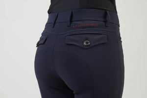 Ladies breeches | lady breeches | equestrian | riding breeches | clothing | alcantara grip | model AUDREY | Makebe | made in Italy | comfort of movement | grip | technical materials | blue |