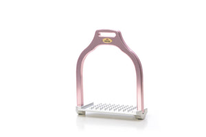 Jump stirrup | wave shape | Makebe | Technical | equestrian | riding | aluminum | inclined bench | easy to clean | innovative grip | Made in Italy | many colors | comfortable | comfort | anodic oxidation | pink
