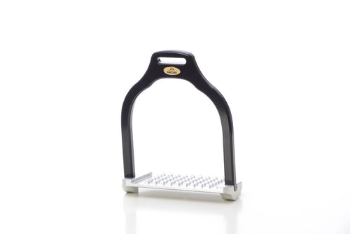 Jump stirrup | wave shape | Makebe | Technical | equestrian | riding | aluminum | inclined bench | easy to clean | innovative grip | Made in Italy | many colors | comfortable | comfort | anodic oxidation | black
