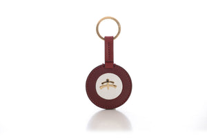 Round Key Ring | leather | leather fashion | fashion accessories | leather accessories | key holder |  keychain | Made in Italy | craftsmanship | Makebe | bordeaux | white |