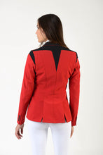 Load image into Gallery viewer, Lady horse riding jacket | model ALTEA | tech fabric | technical materials | technical fabric | riding | equestrian | Makebe | Made in Italy | clothing | jacket | riding jacket | free movememt system | comfort | comfort of movements | elastic materials | riding elastic jacket | elegance | red |