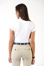 Laden Sie das Bild in den Galerie-Viewer, Ladies polo shirt | lady polo shirt | cotton | polo shirt | shirt | model CAROLINE | riding polo | lady polo | lady riding shirt | riding shirt | ladies riding shirt | comfort of movement | Makebe | clothing | equestrian | riding | technical material | made in Italy | elegance | white |