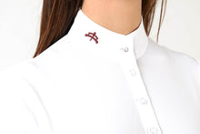 Load image into Gallery viewer, Ladies polo shirt | lady polo shirt | cotton | polo shirt | shirt | model CAROLINE | riding polo | lady polo | lady riding shirt | riding shirt | ladies riding shirt | comfort of movement | Makebe | clothing | equestrian | riding | technical material | made in Italy | elegance | white |