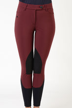 Load image into Gallery viewer, Ladies breeches | lady breeches | equestrian | riding breeches | clothing | alcantara grip | model AUDREY | Makebe | made in Italy | comfort of movement | grip | technical materials | bordeaux |