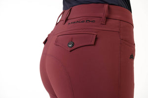 Ladies breeches | lady breeches | equestrian | riding breeches | clothing | alcantara grip | model AUDREY | Makebe | made in Italy | comfort of movement | grip | technical materials | bordeaux |