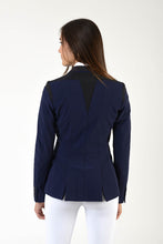 Load image into Gallery viewer, Lady horse riding jacket | model ALTEA | tech fabric | technical materials | technical fabric | riding | equestrian | Makebe | Made in Italy | clothing | jacket | riding jacket | free movememt system | comfort | comfort of movements | elastic materials | riding elastic jacket | elegance | blue |