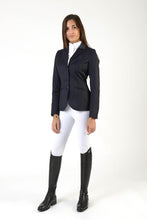 Laden Sie das Bild in den Galerie-Viewer, Ladies jacket | lady jacket | free movement system | comfort of movement | Makebe | clothing | equestrian | riding jacket | elegance | made in Italy | model TIFFANY | wool | insert in technical fabric | black |