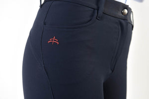 Ladies breeches | lady breeches | equestrian | riding breeches | clothing | grip | model JESSICA | Makebe | made in Italy | comfort of movement | gel grip | technical materials | jump | jumping | blue |