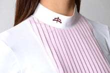 Load image into Gallery viewer, Ladies polo shirt | lady polo shirt | cotton | polo shirt | shirt | model VERONICA | riding polo | lady polo | lady riding shirt | riding shirt | ladies riding shirt | comfort of movement | Makebe | clothing | equestrian | riding | technical material | made in Italy | elegance | white | pink |