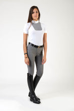 Load image into Gallery viewer, Ladies polo shirt | lady polo shirt | cotton | polo shirt | shirt | model VERONICA | riding polo | lady polo | lady riding shirt | riding shirt | ladies riding shirt | comfort of movement | Makebe | clothing | equestrian | riding | technical material | made in Italy | elegance | white | grey |