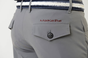 Men riding breeches | alcantara grip | model COSIMO | equestrian | riding breeches | clothing | Makebe | made in Italy | comfort of movement | grip | technical materials | grey |