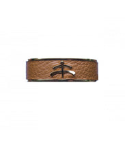 Load image into Gallery viewer, Leather and brass | bangle | Makebe | bracelet | fashion accessories | Made in Italy | riding fashion | calfskin | white | light brown | sandal |