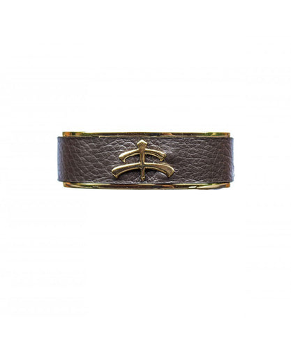 Leather and brass | bangle | Makebe | bracelet | fashion accessories | Made in Italy | riding fashion | calfskin | brown |