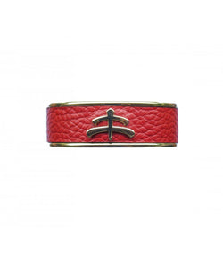 Leather and brass | bangle | Makebe | bracelet | fashion accessories | Made in Italy | riding fashion | calfskin | red |