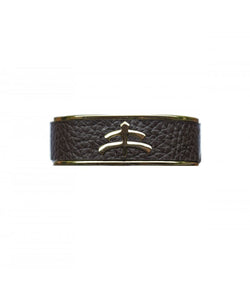 Leather and brass | bangle | Makebe | bracelet | fashion accessories | Made in Italy | riding fashion | calfskin | black |